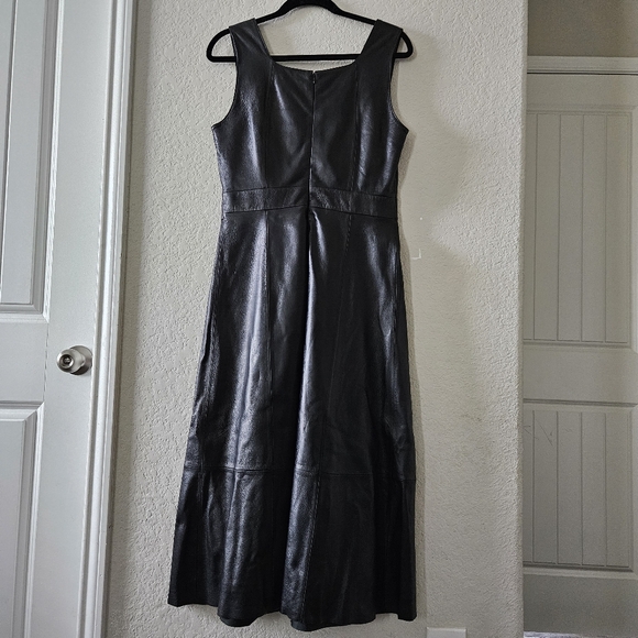 Antonio Melani Black Leather MIDI Dress Size 8 - Picture 3 of 8
